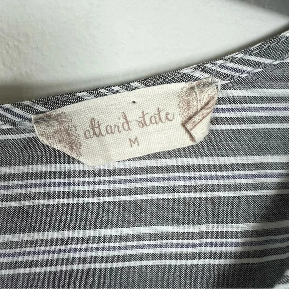 Altar'd State Women's Striped Mini Dress Gray Zip Cotton Short Sleeve Zip Medium - Picture 2 of 12